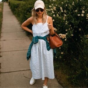 Madewell Summertime Cami Midi Dress in Seersucker Gingham